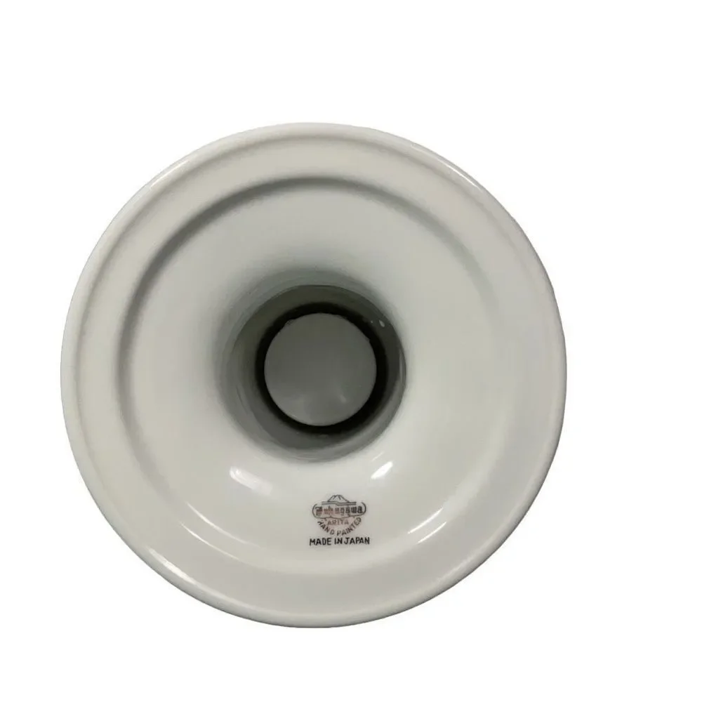 Fukagawa Arita Mid Century Modern Porcelain Taper Candle Holders Silver White